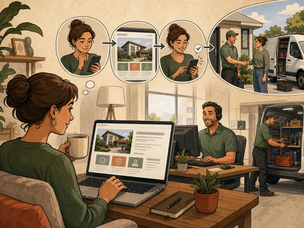 A customer finding a relevant service page and confidently booking an appointment